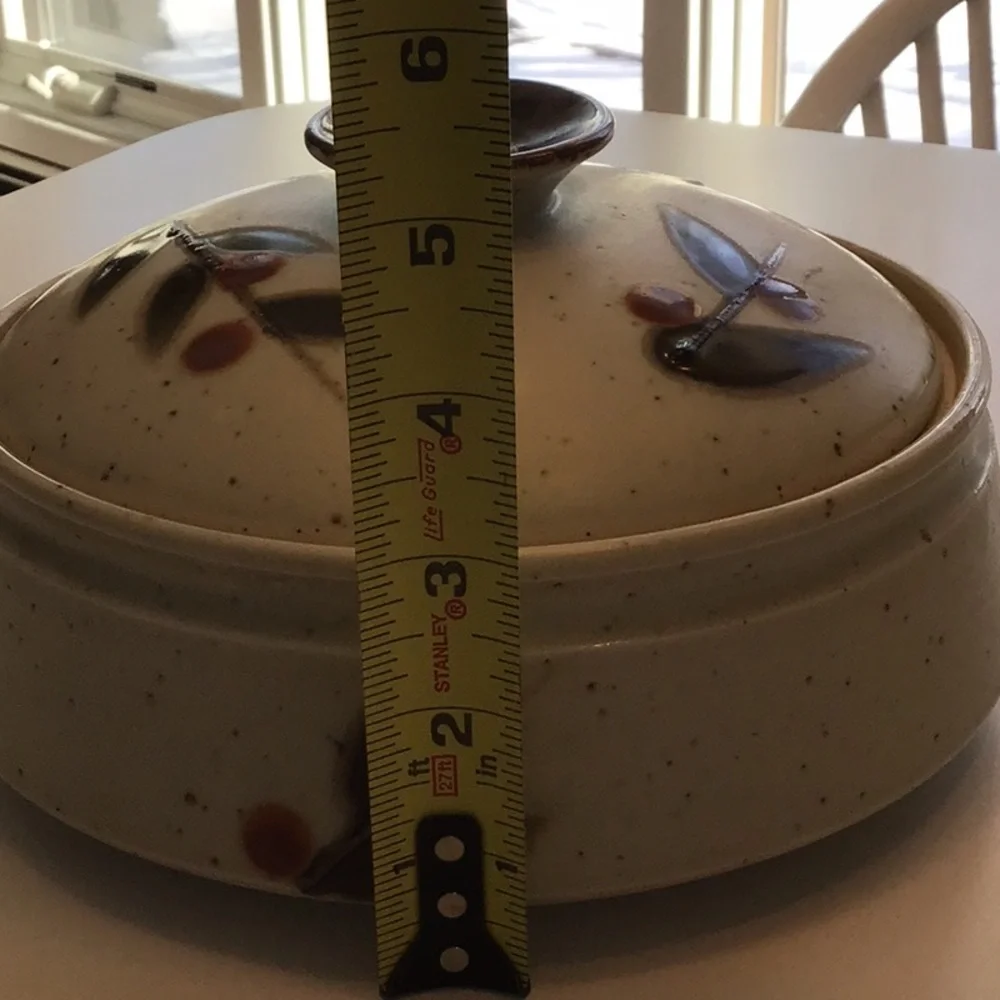 Vintage Otagiri Donabe Lidded Pot Dish Japanese Stoneware Cover Speckled